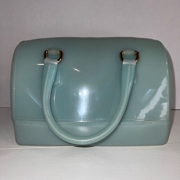 Candy Satchel/Top Handle Bag Large Handbag Women’s Blue Jelly Gold Tone Hardware - Picture 1 of 8